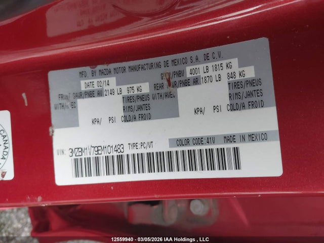 3MZBM1V79EM101483 Mazda Mazda3 Gs-sky