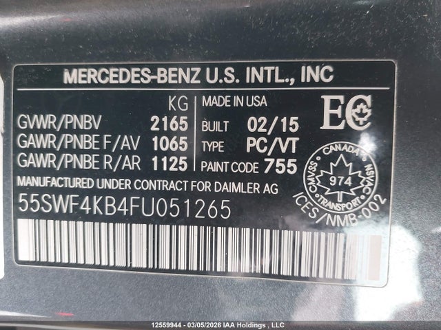 55SWF4KB4FU051265 Mercedes-Benz C 300 4matic