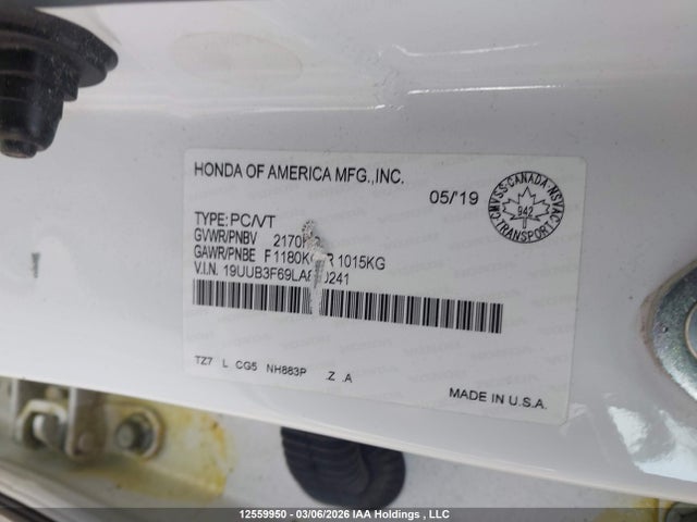 Продаж на аукціоні авто 2020 Acura Tlx, vin: 19UUB3F69LA800241, номер лоту: 12559950