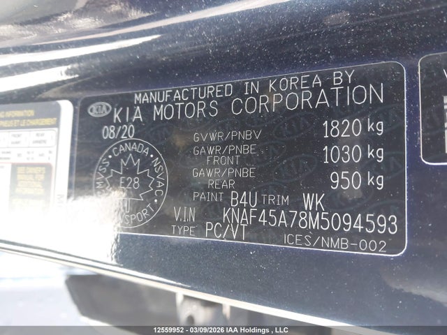 Продаж на аукціоні авто 2021 Kia Forte5 Gt/gt Limited, vin: KNAF45A78M5094593, номер лоту: 12559952