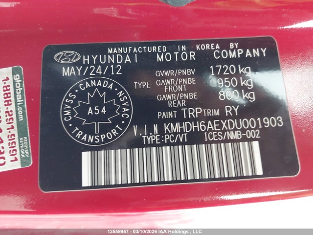 Auction sale of the 2013 Hyundai Elantra Se, vin: KMHDH6AEXDU001903, lot number: 12559957