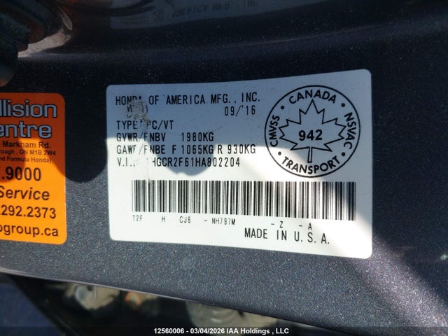 1HGCR2F61HA802204 Honda Accord Sport