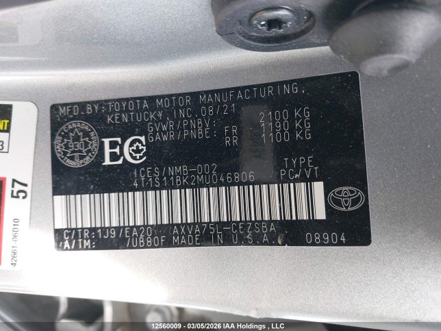 4T1S11BK2MU046806 Toyota CAMRY SE