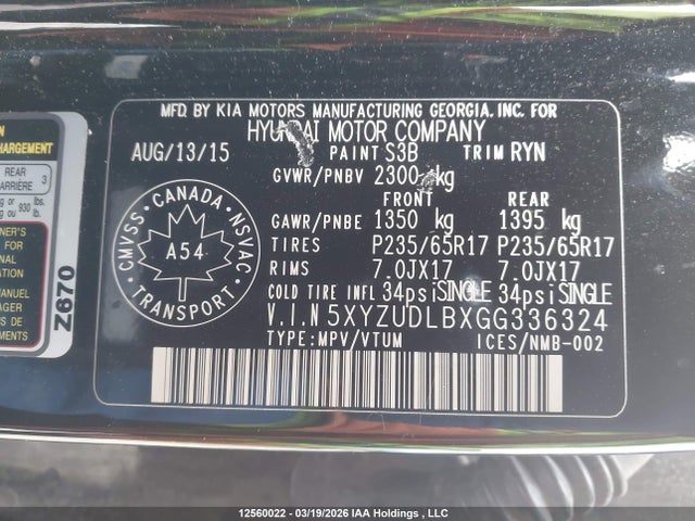 5XYZUDLBXGG336324 Hyundai Santa Fe Sport 2.4 Premium