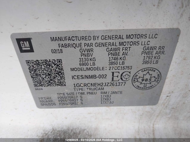 1GCRCNEH2JZ261377 Chevrolet Silverado C1500/c1500 Ls