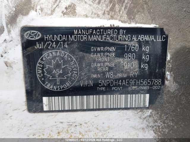 Aukcja sprzedaży 2015 Hyundai Elantra Se/sport/limited, vin: 5NPDH4AE9FH565788, numer aukcji: 12560031