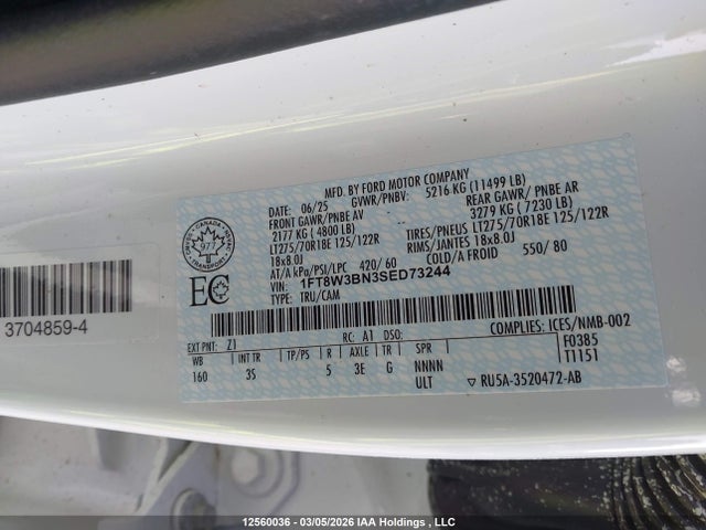 Aukcja sprzedaży 2025 Ford F-350 Xlt, vin: 1FT8W3BN3SED73244, numer aukcji: 12560036