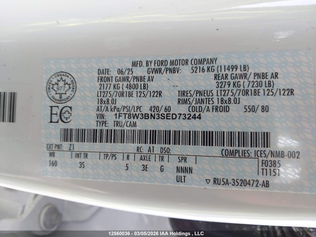 Aukcja sprzedaży 2025 Ford F-350 Xlt, vin: 1FT8W3BN3SED73244, numer aukcji: 12560036