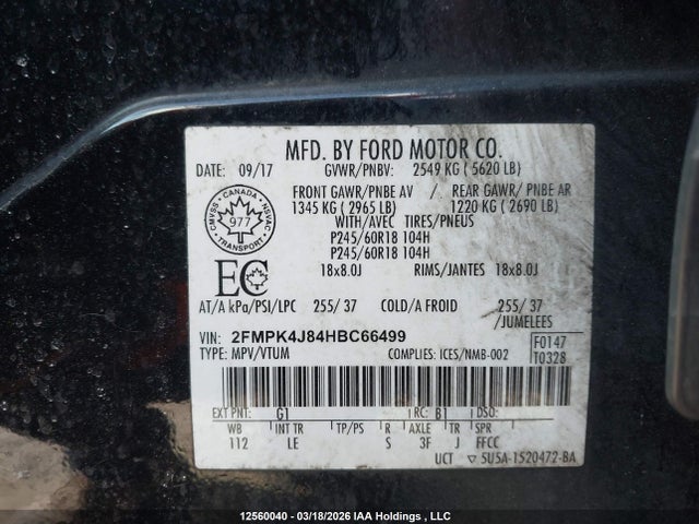 Aukcja sprzedaży 2014 Ford Edge, vin: 2FMPK4J84HBC66499, numer aukcji: 12560040