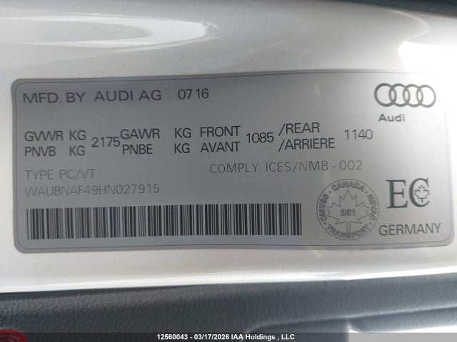 WAUBNAF49HN027915 Audi A4 Progressiv