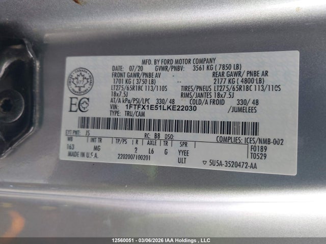 1FTFX1E51LKE22030 Ford F150 Super Cab