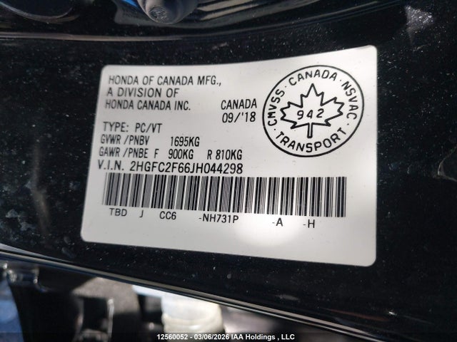 2018 Honda Civic Lx მანქანა იყიდება აუქციონზე, vin: 2HGFC2F66JH044298, აუქციონის ნომერი: 12560052