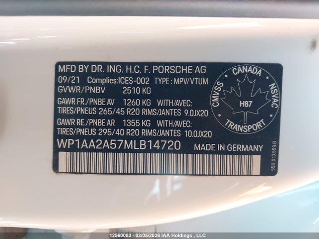 WP1AA2A57MLB14720 Porsche Macan