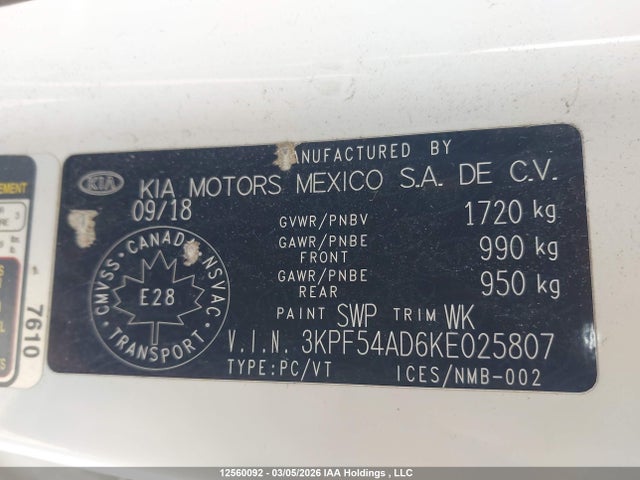 3KPF54AD6KE025807 KIA Forte Ex/ex Limited/ex Premium/ex+