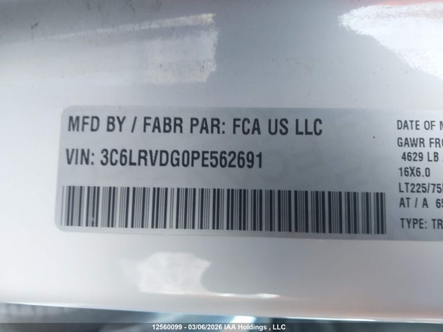 Продаж на аукціоні авто 2023 Ram Promaster 2500 High Roof 159 In. Wb, vin: 3C6LRVDG0PE562691, номер лоту: 12560099