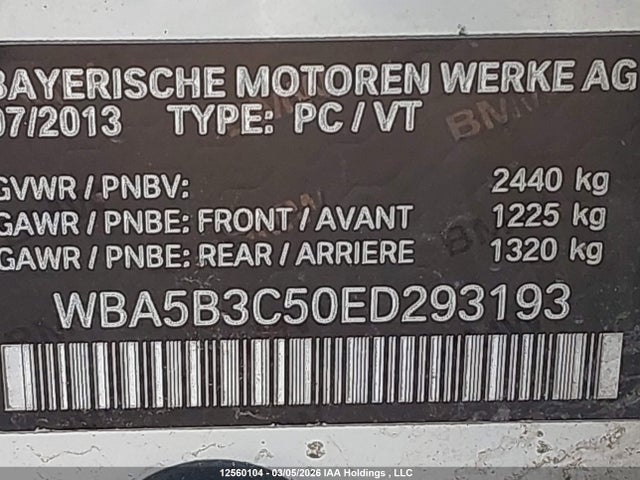 Aukcja sprzedaży 2014 Bmw 535 Xi, vin: WBA5B3C50ED293193, numer aukcji: 12560104