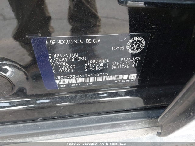 Продаж на аукціоні авто 2026 Honda Hr-v Lx Awd, vin: 3CZRZ2H31TM108713, номер лоту: 12560120