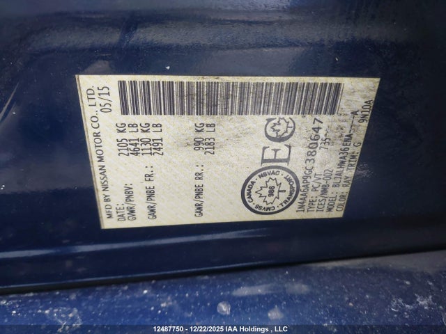 1N4AA6AP9GC380647 Nissan Maxima Platinum/sl/sr/sv