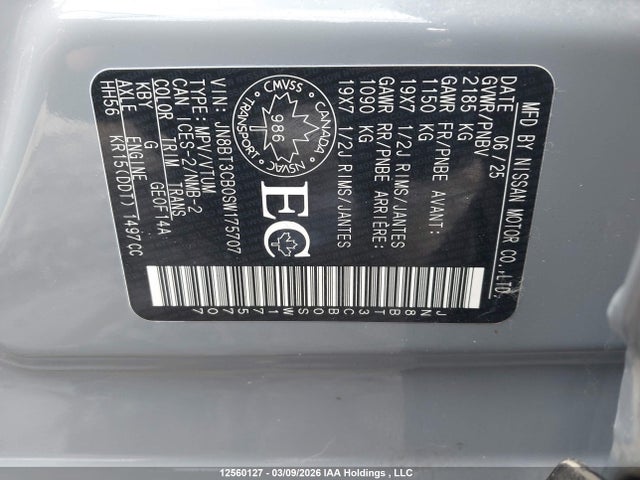 Продажа на аукционе авто 2025 Nissan Rogue Sl, vin: JN8BT3CB0SW175707, номер лота: 12560127