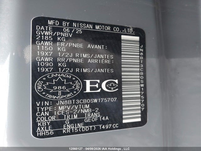 Продажа на аукционе авто 2025 Nissan Rogue Sl, vin: JN8BT3CB0SW175707, номер лота: 12560127