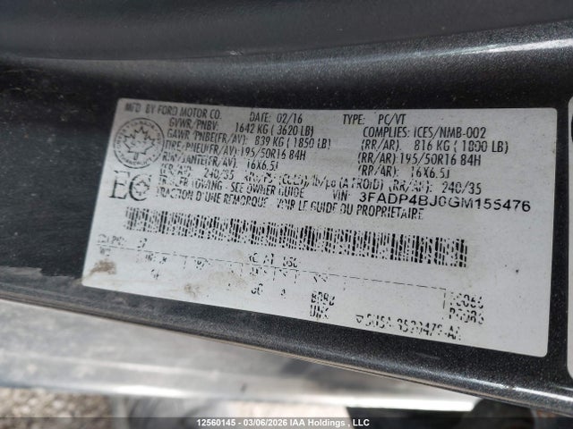 3FADP4BJ0GM155476 Ford FIESTA SE