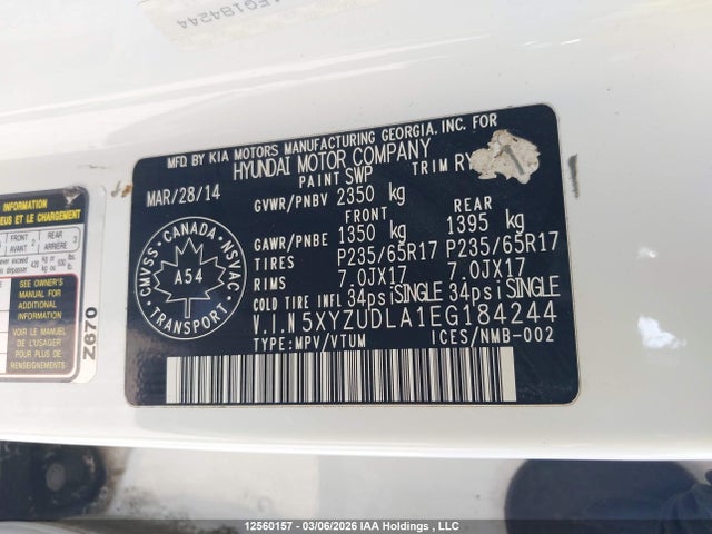 5XYZUDLA1EG184244 Hyundai SANTA FE SPORT