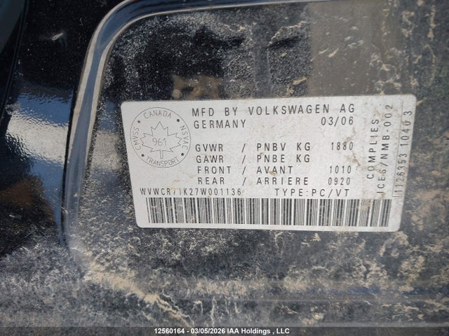 Продажа на аукционе авто 2007 Volkswagen Rabbit 5-door, vin: WVWCR71K27W001136, номер лота: 12560164
