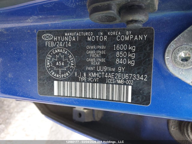 KMHCT4AE2EU673342 Hyundai Accent Gls/gs