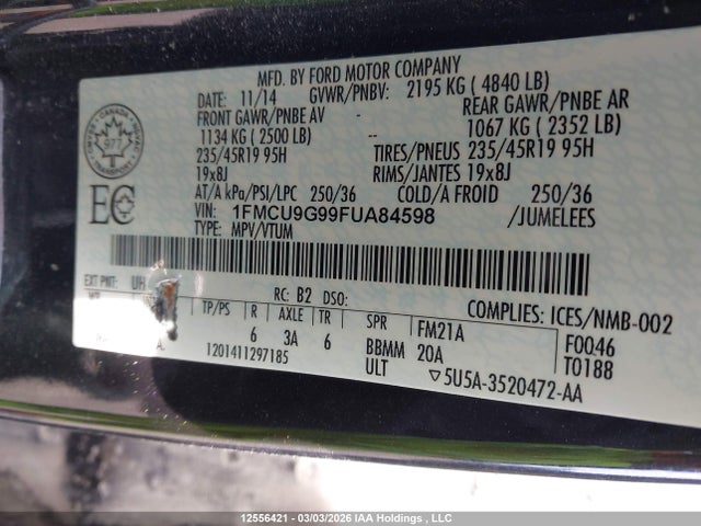 1FMCU9G99FUA84598 Ford ESCAPE SE