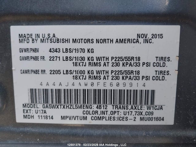 Mitsubishi Rvr Gt 2015 4A4AJ4AW0FE609914 Image 19