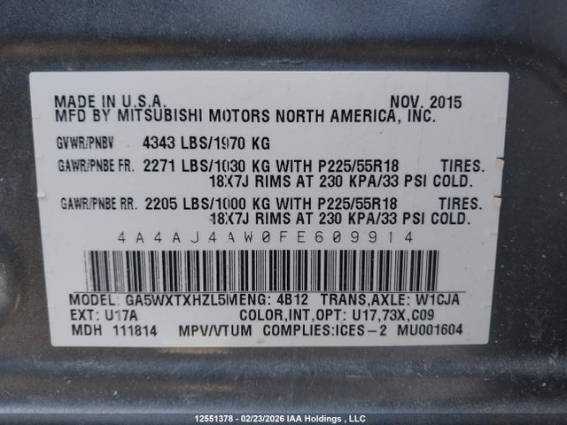 Mitsubishi Rvr Gt 2015 4A4AJ4AW0FE609914 Image 9