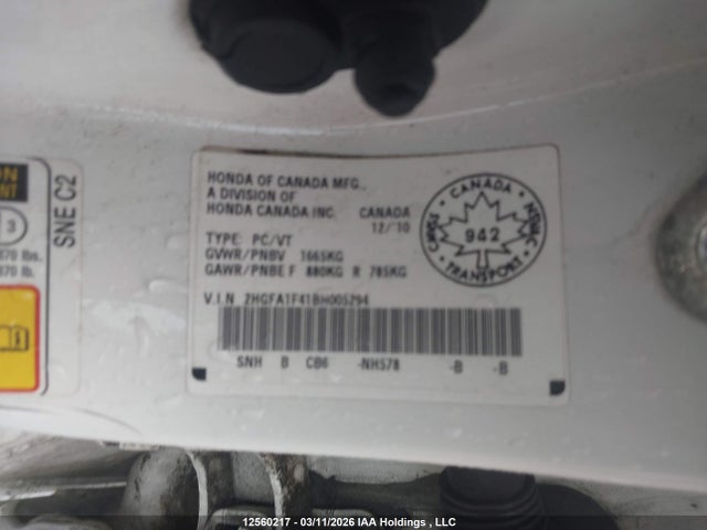 2011 Honda Civic Dx-g მანქანა იყიდება აუქციონზე, vin: 2HGFA1F41BH005294, აუქციონის ნომერი: 12560217