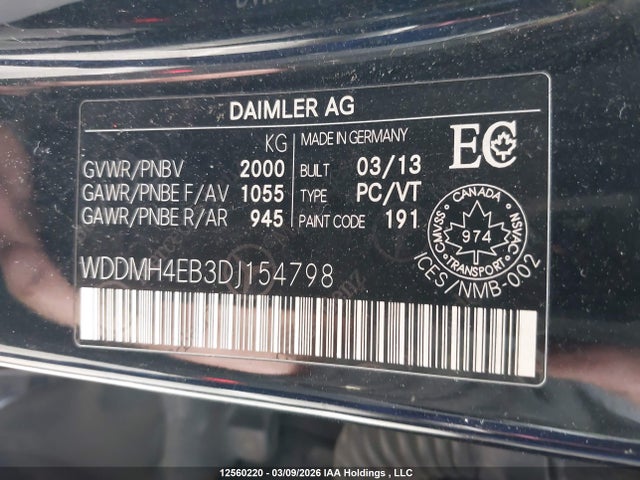 Aukcja sprzedaży 2013 Mercedes-benz B250, vin: WDDMH4EB3DJ154798, numer aukcji: 12560220