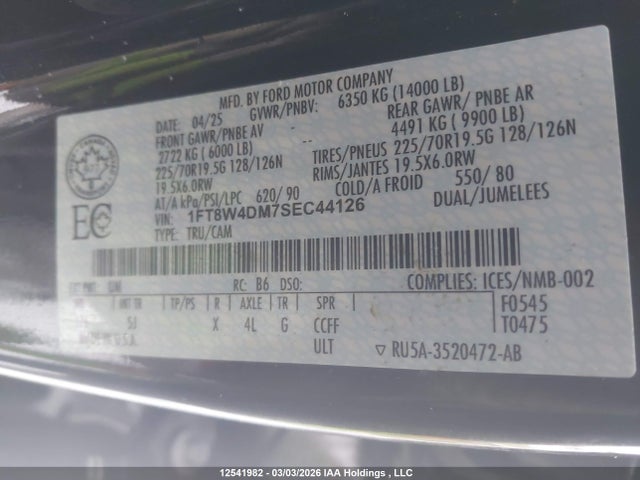 1FT8W4DM7SEC44126 Ford F-450 Lariat