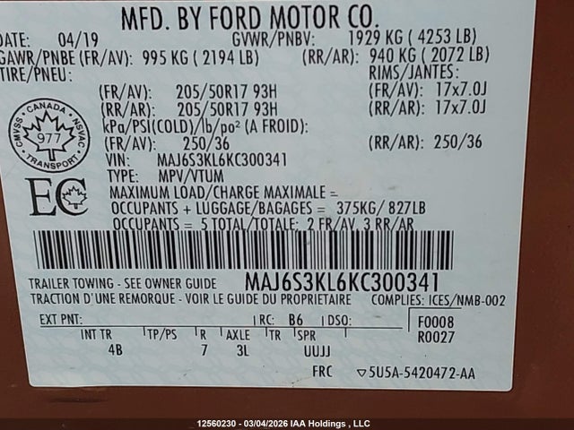 Ford Ecosport Titanium 2019 MAJ6S3KL6KC300341 Image 9