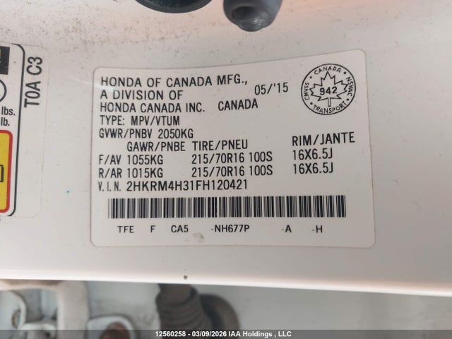2HKRM4H31FH120421 Honda CR-V LX