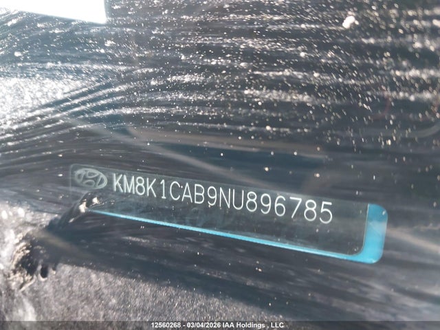 12560268 :رقم المزاد ، KM8K1CAB9NU896785 vin ، 2022 Hyundai Kona Se مزاد بيع