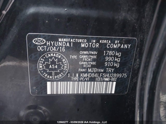 KMHD84LF5HU289975 Hyundai Elantra