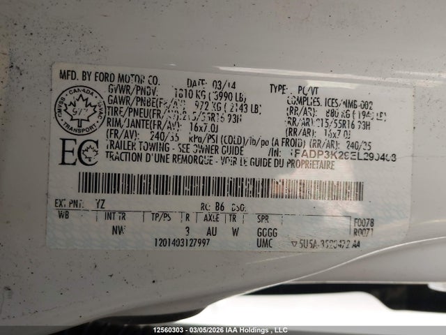 1FADP3K29EL290408 Ford FOCUS SE