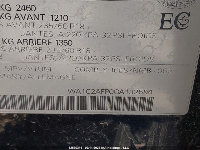 WA1C2AFP0GA132594 Audi Q5 PREMIUM