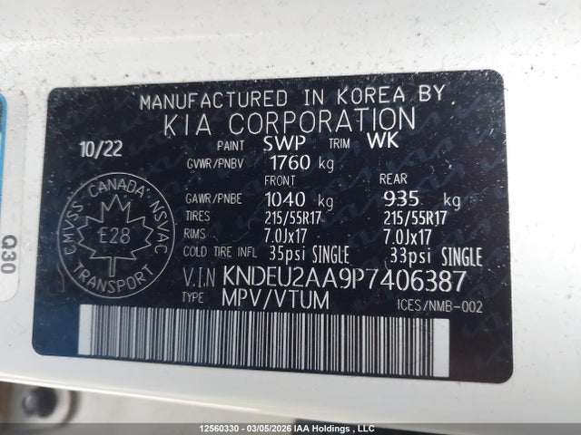 Aukcja sprzedaży 2023 Kia Seltos Ex, vin: KNDEU2AA9P7406387, numer aukcji: 12560330