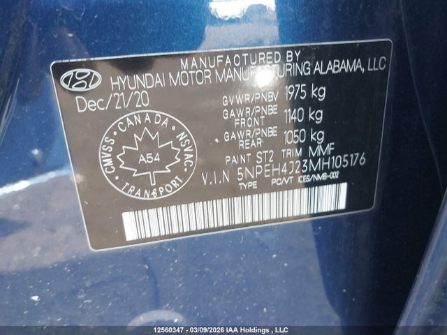 5NPEH4J23MH105176 Hyundai Sonata Ultimate