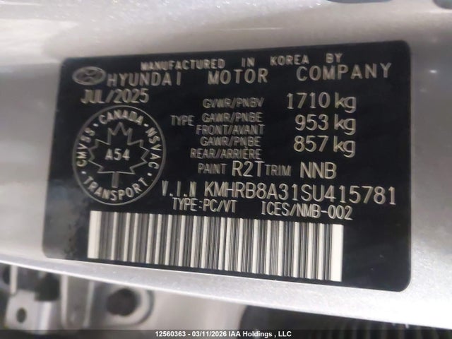 Продаж на аукціоні авто 2025 Hyundai Venue Essential, vin: KMHRB8A31SU415781, номер лоту: 12560363
