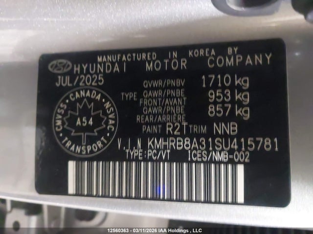 Продаж на аукціоні авто 2025 Hyundai Venue Essential, vin: KMHRB8A31SU415781, номер лоту: 12560363