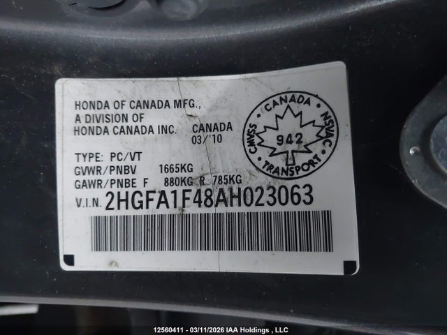 Продаж на аукціоні авто 2010 Honda Civic Dx-g, vin: 2HGFA1F48AH023063, номер лоту: 12560411