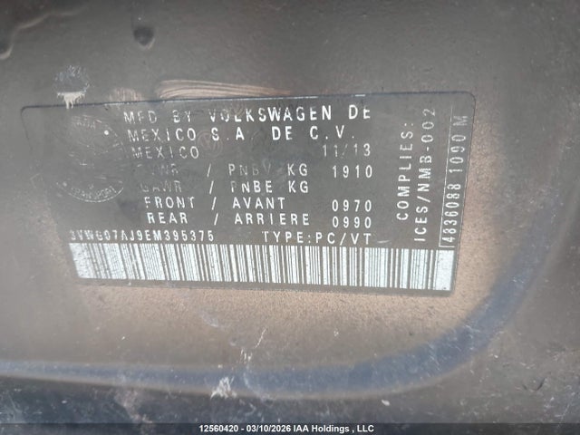 3VWG07AJ9EM395375 Volkswagen JETTA SEL
