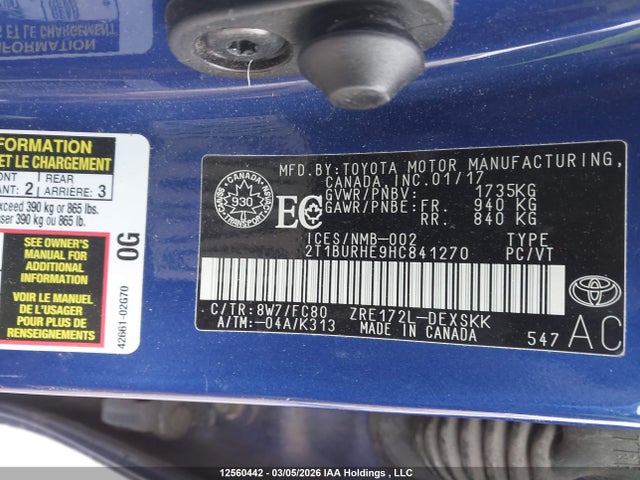 2T1BURHE9HC841270 Toyota Corolla L/le/xle/se/xse