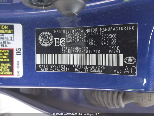 2T1BURHE9HC841270 Toyota Corolla L/le/xle/se/xse