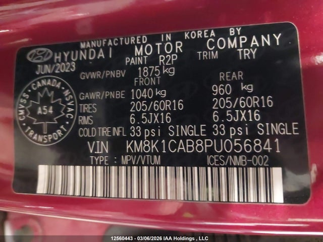 KM8K1CAB8PU056841 Hyundai Kona Essential