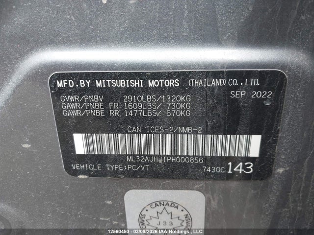 Aukcja sprzedaży 2023 Mitsubishi Mirage, vin: ML32AUHJ1PH000856, numer aukcji: 12560450